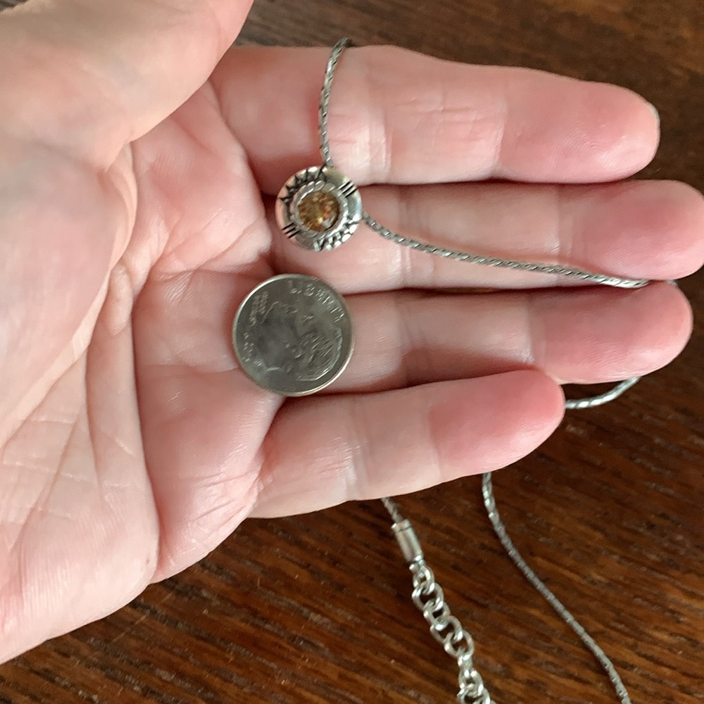 Brighton Reversible Silver Necklace - amber and clear stones - Picture 4 of 14